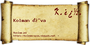Kolman Éva névjegykártya